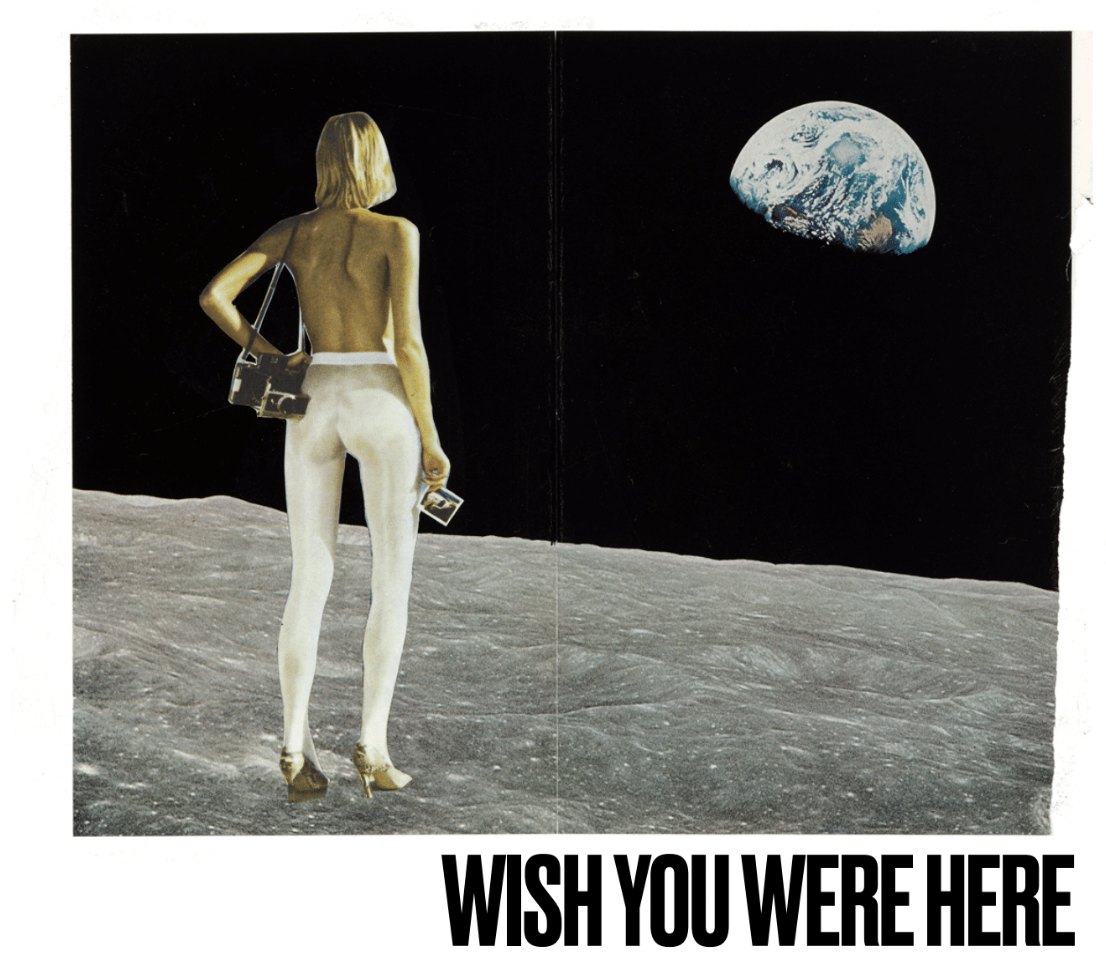 Wish You Were Here, hand cut collage