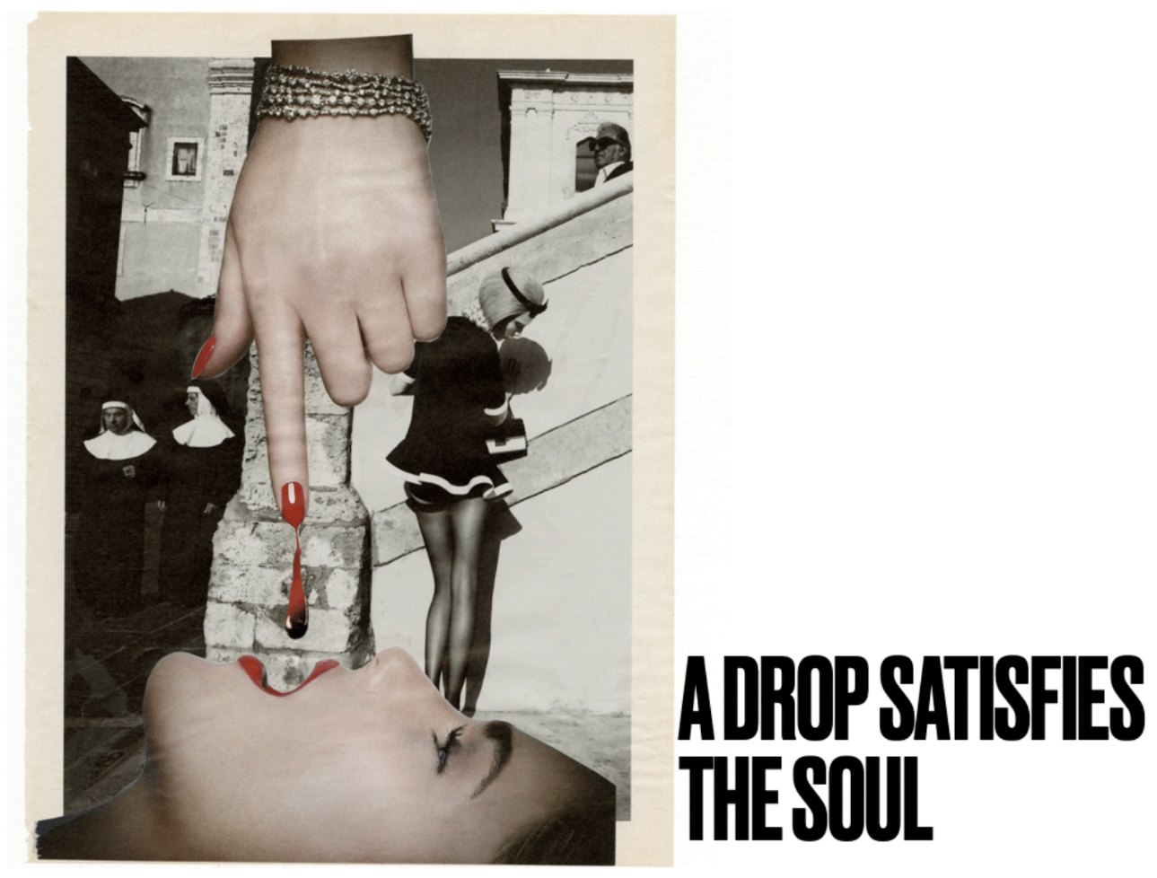 A Drop Satisfies The Soul, hand cut collage